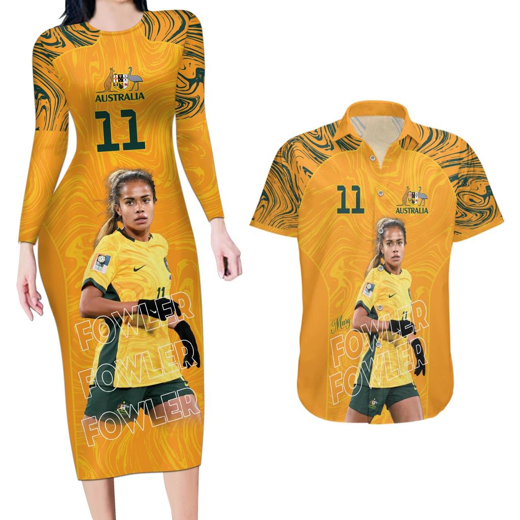 Mary Fowler Australian Matildas Couples Matching Long Sleeve Bodycon Dress and Hawaiian Shirt