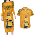 Mary Fowler Australian Matildas Couples Matching Long Sleeve Bodycon Dress and Hawaiian Shirt