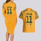 Mary Fowler Australian Matildas Couples Matching Long Sleeve Bodycon Dress and Hawaiian Shirt