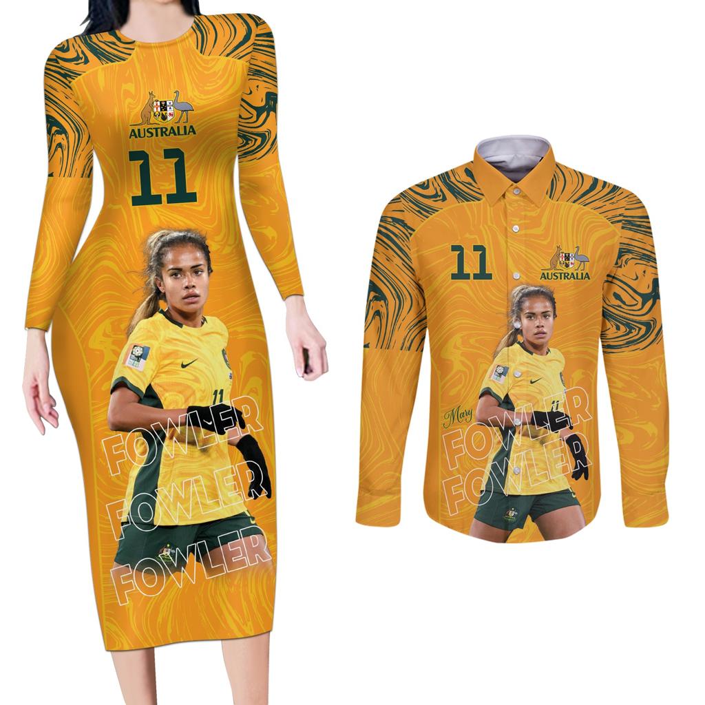 Mary Fowler Australian Matildas Couples Matching Long Sleeve Bodycon Dress and Long Sleeve Button Shirt