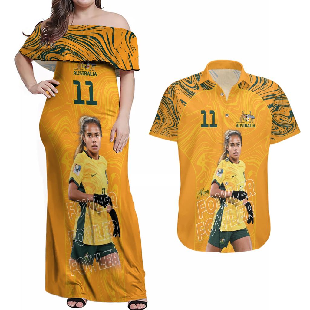 Mary Fowler Australian Matildas Couples Matching Off Shoulder Maxi Dress and Hawaiian Shirt