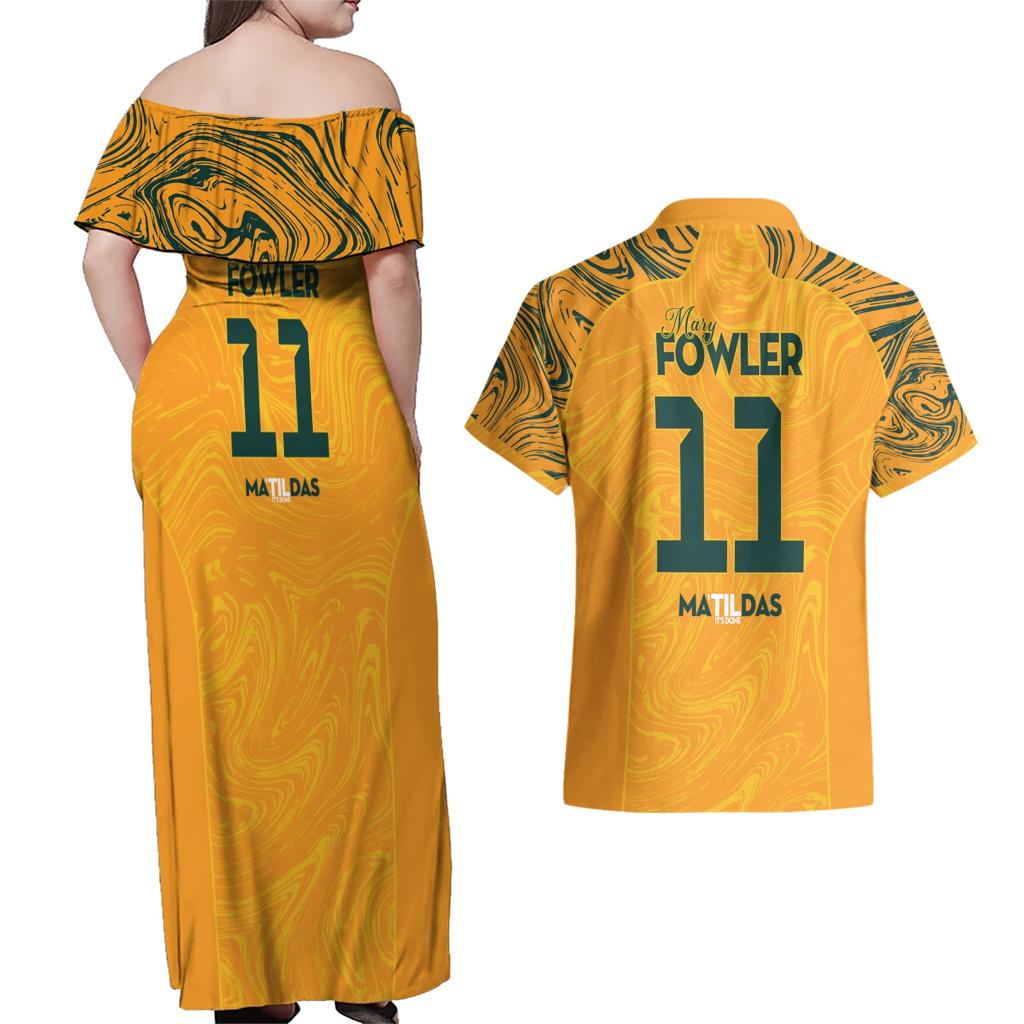 Mary Fowler Australian Matildas Couples Matching Off Shoulder Maxi Dress and Hawaiian Shirt