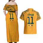 Mary Fowler Australian Matildas Couples Matching Off Shoulder Maxi Dress and Hawaiian Shirt