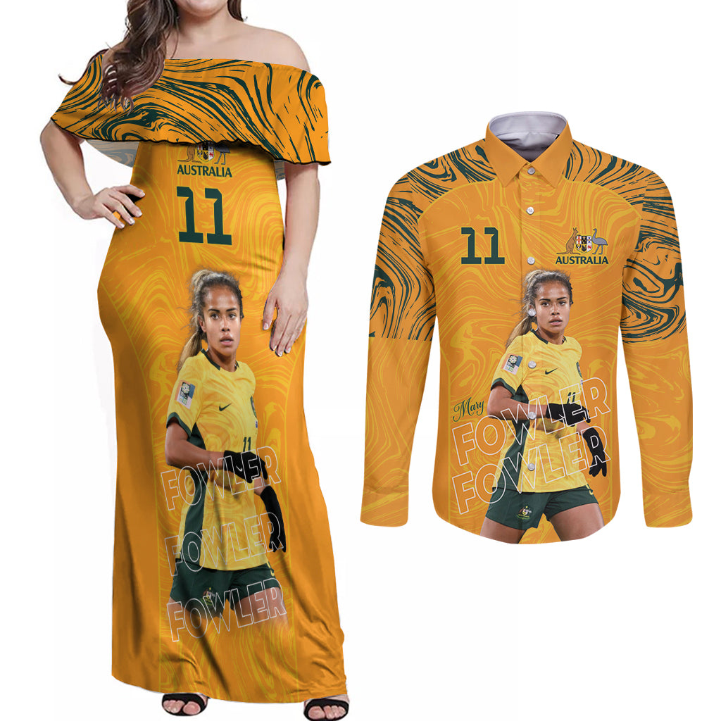 Mary Fowler Australian Matildas Couples Matching Off Shoulder Maxi Dress and Long Sleeve Button Shirt