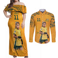 Mary Fowler Australian Matildas Couples Matching Off Shoulder Maxi Dress and Long Sleeve Button Shirt