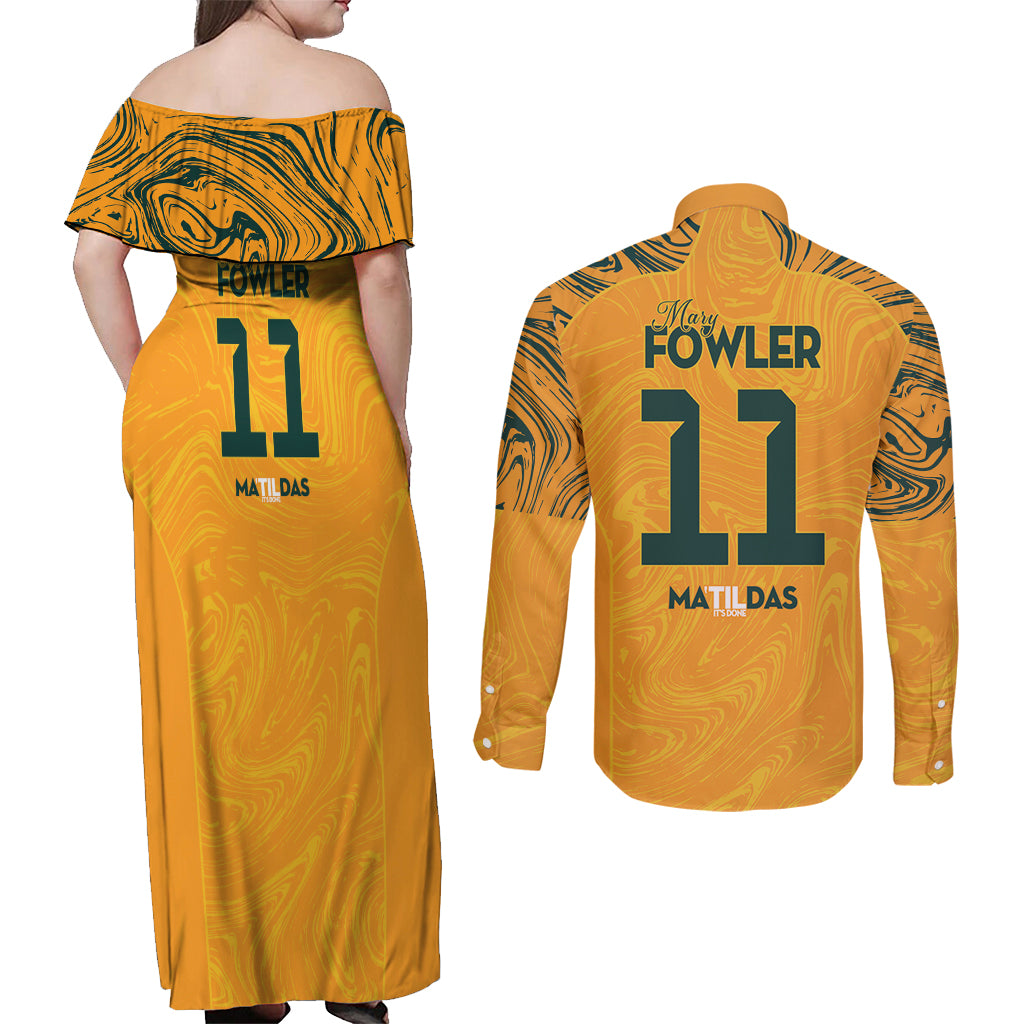 Mary Fowler Australian Matildas Couples Matching Off Shoulder Maxi Dress and Long Sleeve Button Shirt