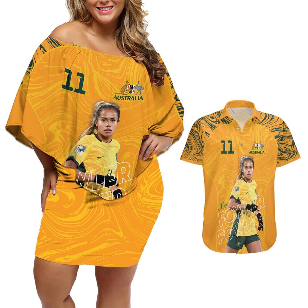 Mary Fowler Australian Matildas Couples Matching Off Shoulder Short Dress and Hawaiian Shirt