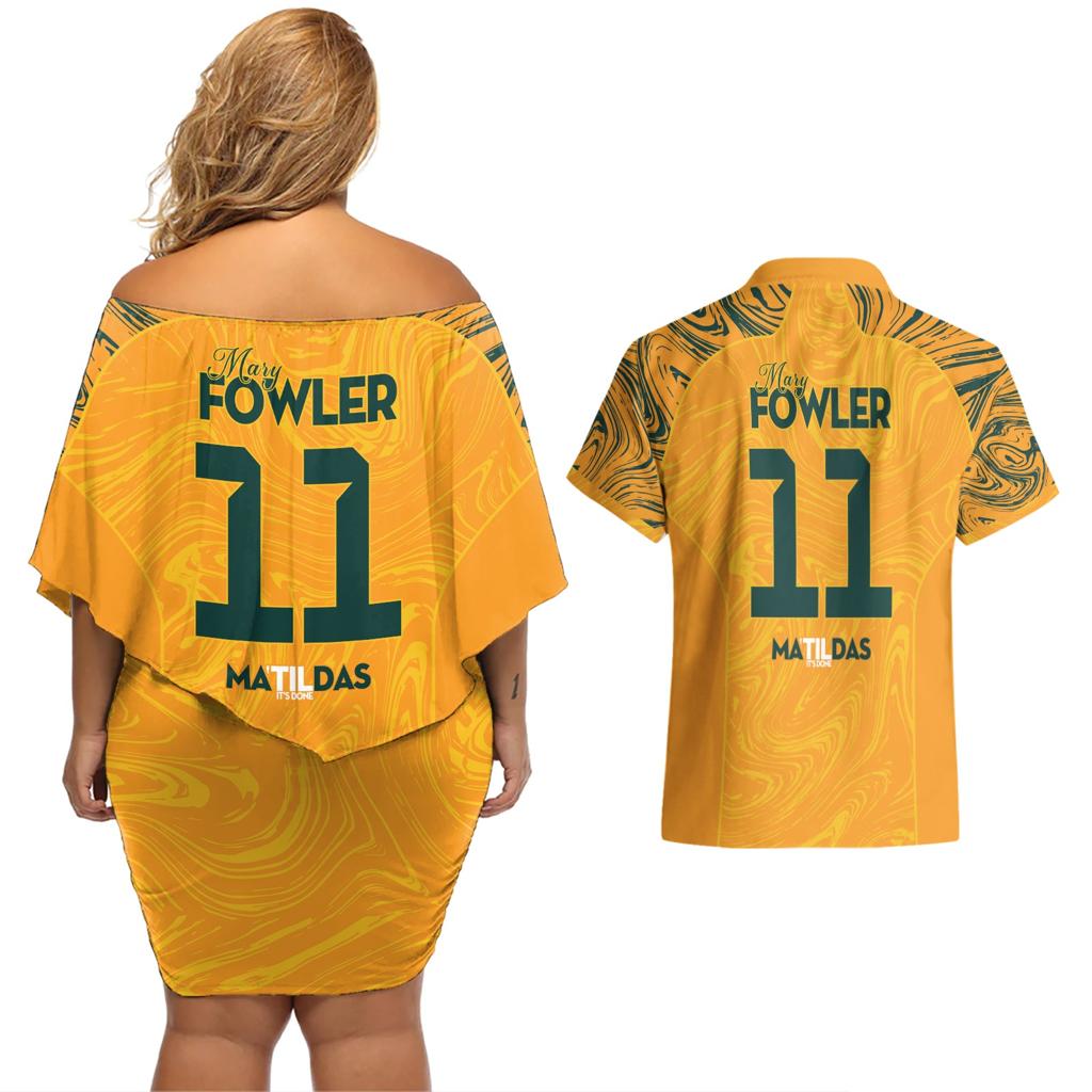 Mary Fowler Australian Matildas Couples Matching Off Shoulder Short Dress and Hawaiian Shirt