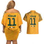 Mary Fowler Australian Matildas Couples Matching Off Shoulder Short Dress and Hawaiian Shirt