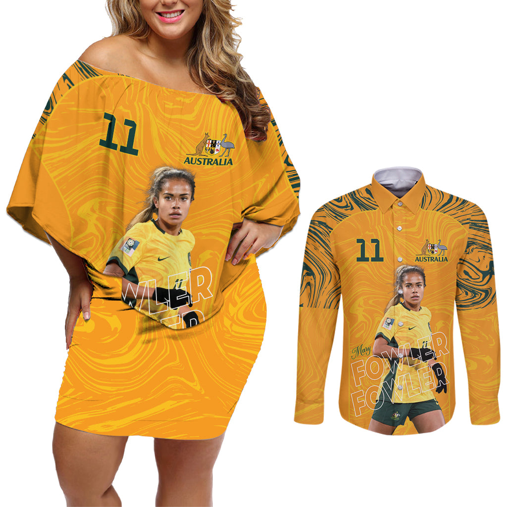 Mary Fowler Australian Matildas Couples Matching Off Shoulder Short Dress and Long Sleeve Button Shirt