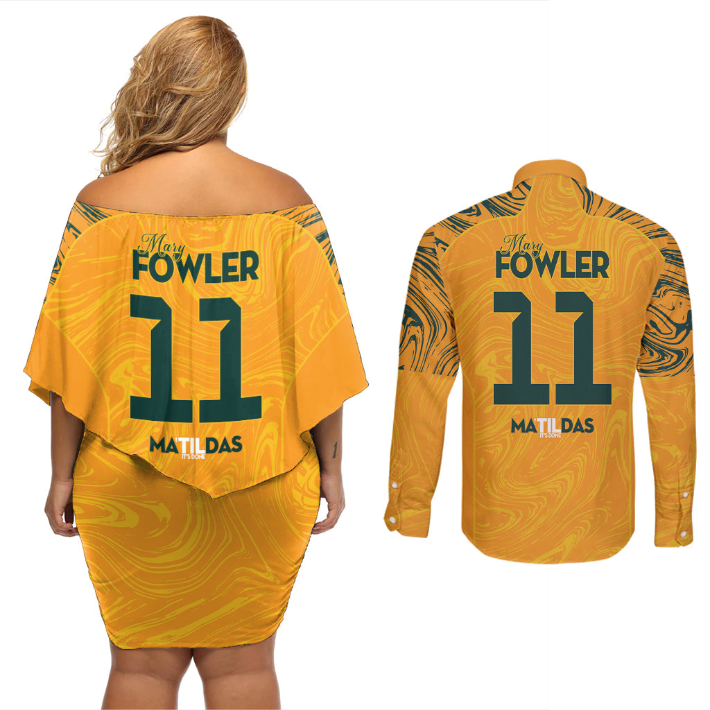 Mary Fowler Australian Matildas Couples Matching Off Shoulder Short Dress and Long Sleeve Button Shirt