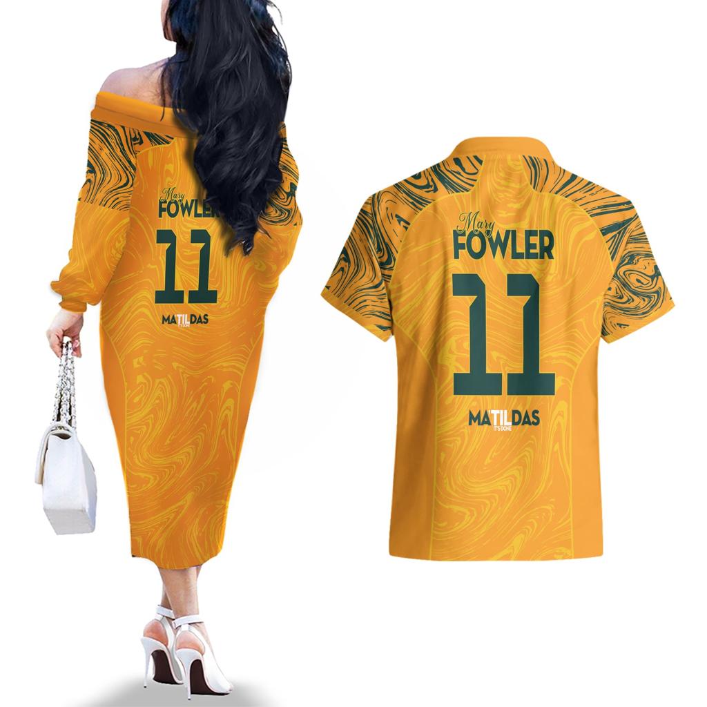 Mary Fowler Australian Matildas Couples Matching Off The Shoulder Long Sleeve Dress and Hawaiian Shirt