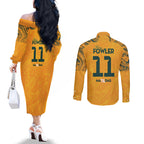 Mary Fowler Australian Matildas Couples Matching Off The Shoulder Long Sleeve Dress and Long Sleeve Button Shirt