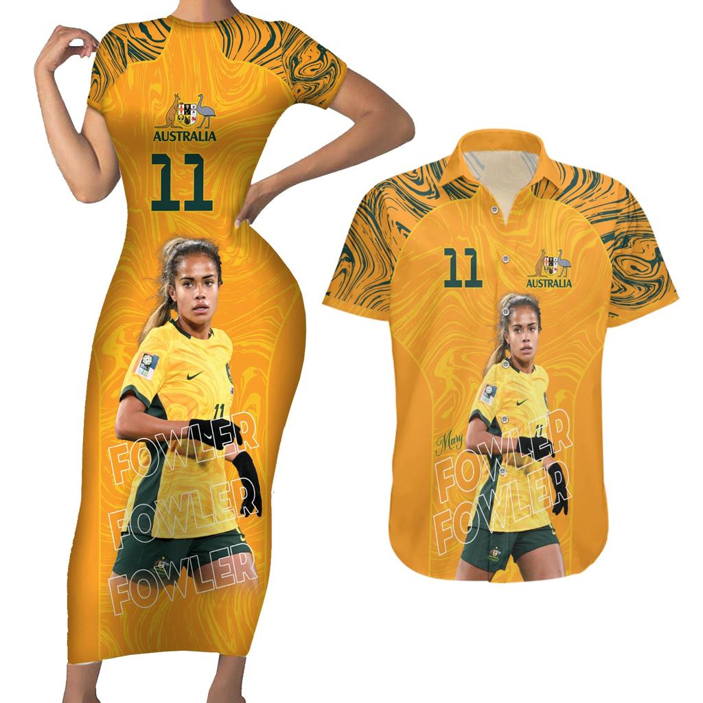 Mary Fowler Australian Matildas Couples Matching Short Sleeve Bodycon Dress and Hawaiian Shirt