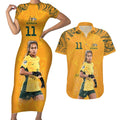 Mary Fowler Australian Matildas Couples Matching Short Sleeve Bodycon Dress and Hawaiian Shirt