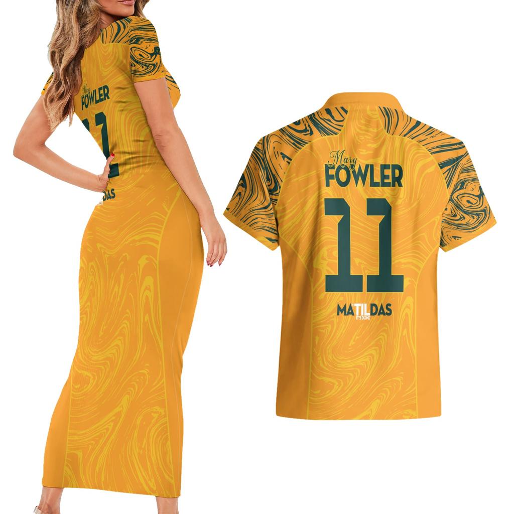 Mary Fowler Australian Matildas Couples Matching Short Sleeve Bodycon Dress and Hawaiian Shirt