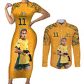 Mary Fowler Australian Matildas Couples Matching Short Sleeve Bodycon Dress and Long Sleeve Button Shirt