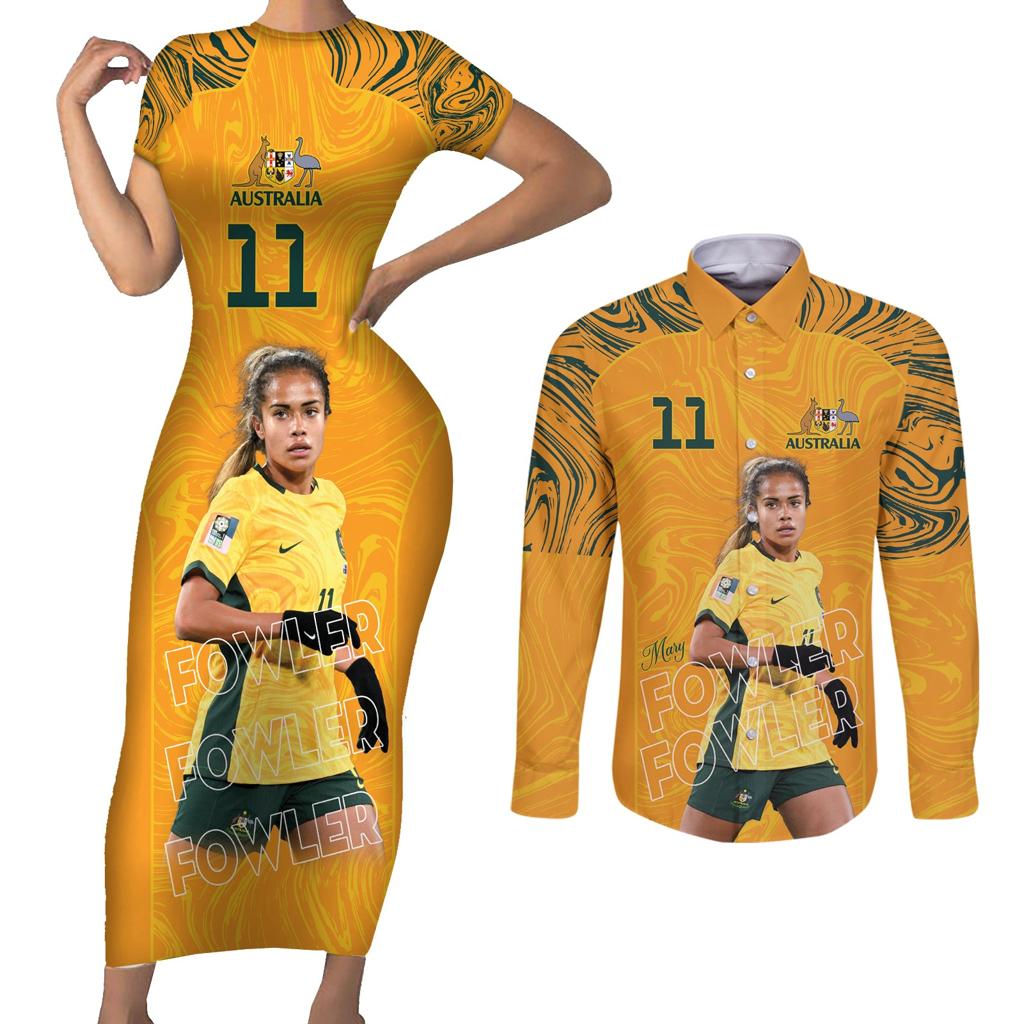 Mary Fowler Australian Matildas Couples Matching Short Sleeve Bodycon Dress and Long Sleeve Button Shirt