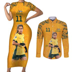 Mary Fowler Australian Matildas Couples Matching Short Sleeve Bodycon Dress and Long Sleeve Button Shirt