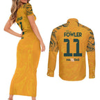 Mary Fowler Australian Matildas Couples Matching Short Sleeve Bodycon Dress and Long Sleeve Button Shirt