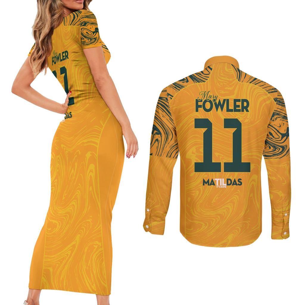 Mary Fowler Australian Matildas Couples Matching Short Sleeve Bodycon Dress and Long Sleeve Button Shirt