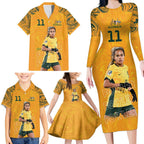 Mary Fowler Australian Matildas Family Matching Long Sleeve Bodycon Dress and Hawaiian Shirt