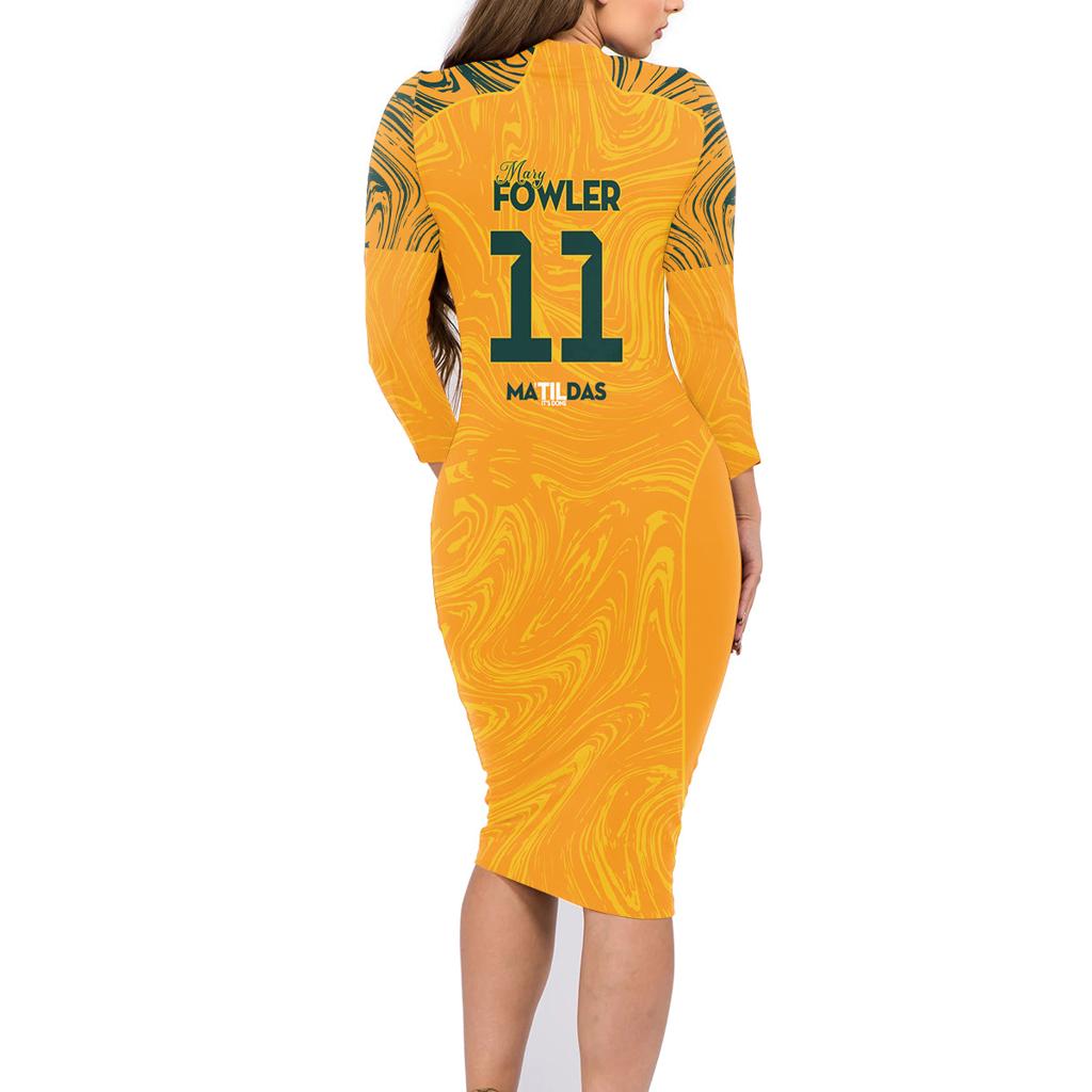 Mary Fowler Australian Matildas Family Matching Long Sleeve Bodycon Dress and Hawaiian Shirt
