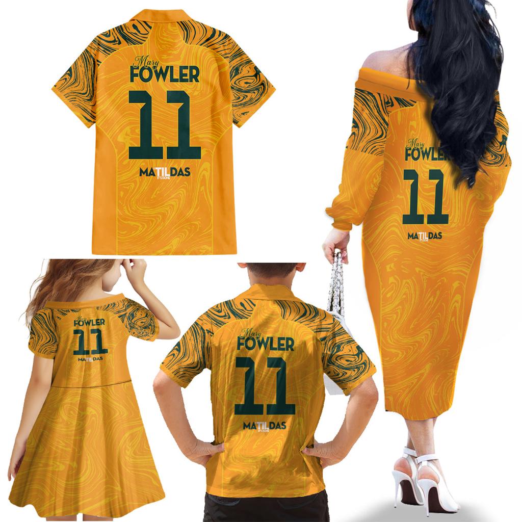 Mary Fowler Australian Matildas Family Matching Off The Shoulder Long Sleeve Dress and Hawaiian Shirt