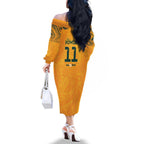 Mary Fowler Australian Matildas Family Matching Off The Shoulder Long Sleeve Dress and Hawaiian Shirt
