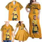Mary Fowler Australian Matildas Family Matching Off Shoulder Maxi Dress and Hawaiian Shirt