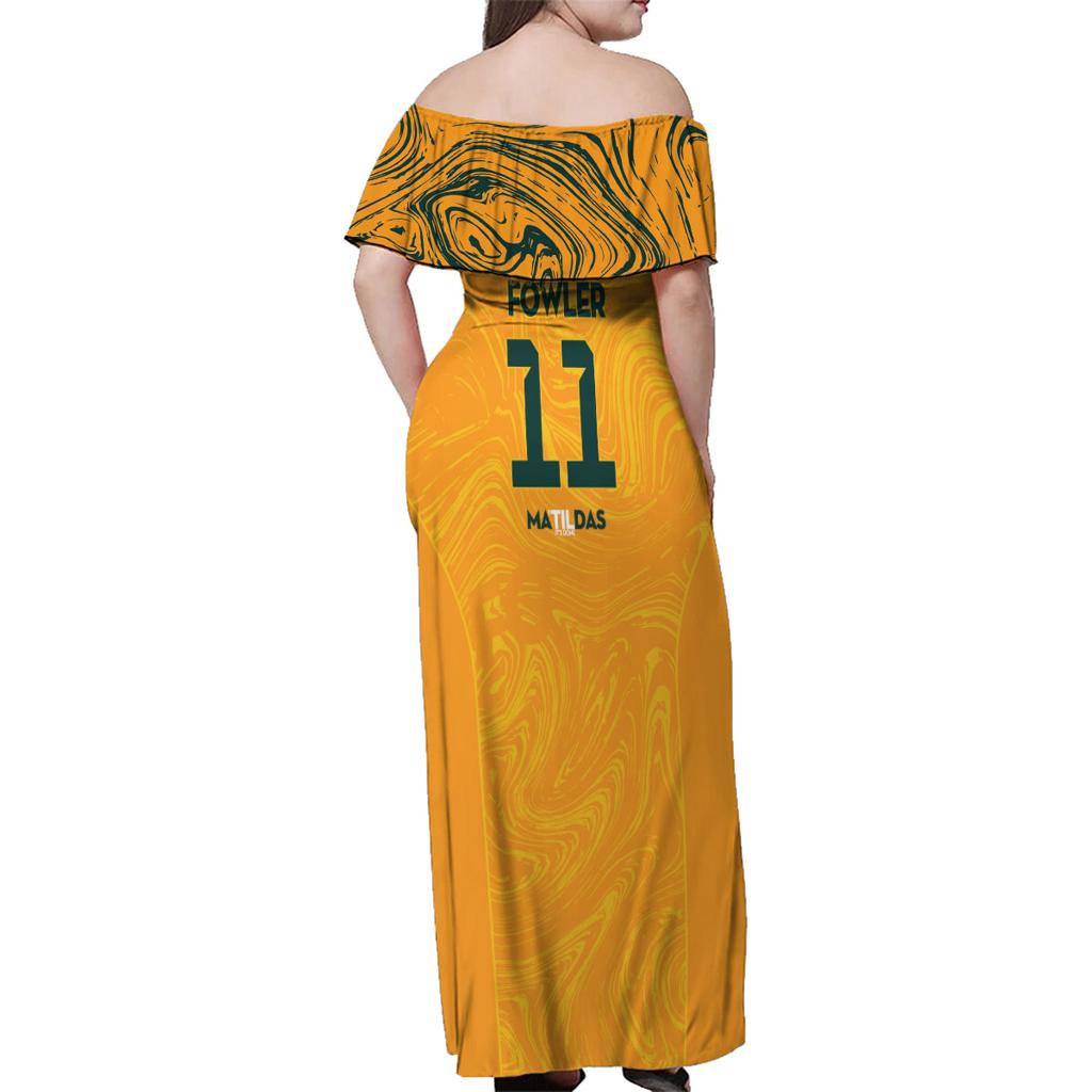 Mary Fowler Australian Matildas Family Matching Off Shoulder Maxi Dress and Hawaiian Shirt