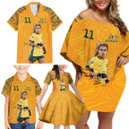 Mary Fowler Australian Matildas Family Matching Off Shoulder Short Dress and Hawaiian Shirt