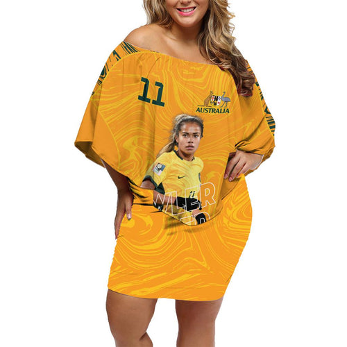 Mary Fowler Australian Matildas Family Matching Off Shoulder Short Dress and Hawaiian Shirt