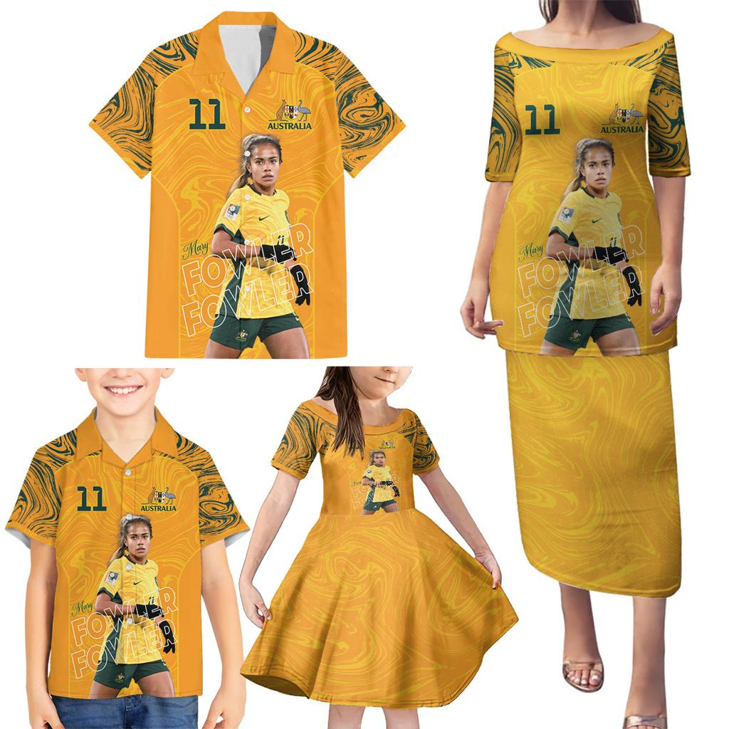 Mary Fowler Australian Matildas Family Matching Puletasi and Hawaiian Shirt