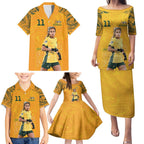 Mary Fowler Australian Matildas Family Matching Puletasi and Hawaiian Shirt