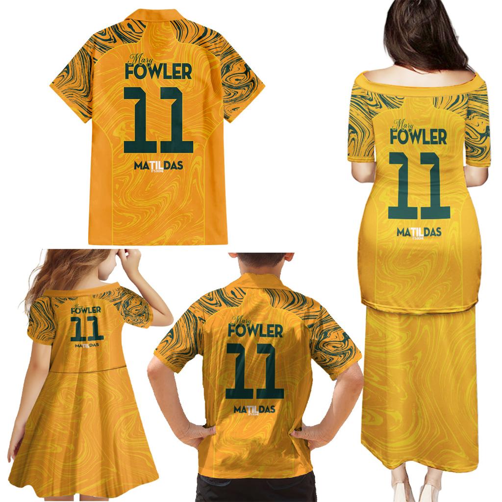 Mary Fowler Australian Matildas Family Matching Puletasi and Hawaiian Shirt