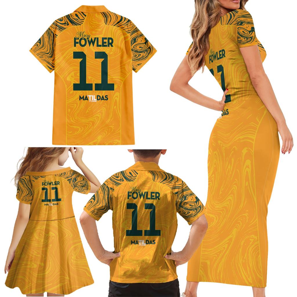 Mary Fowler Australian Matildas Family Matching Short Sleeve Bodycon Dress and Hawaiian Shirt