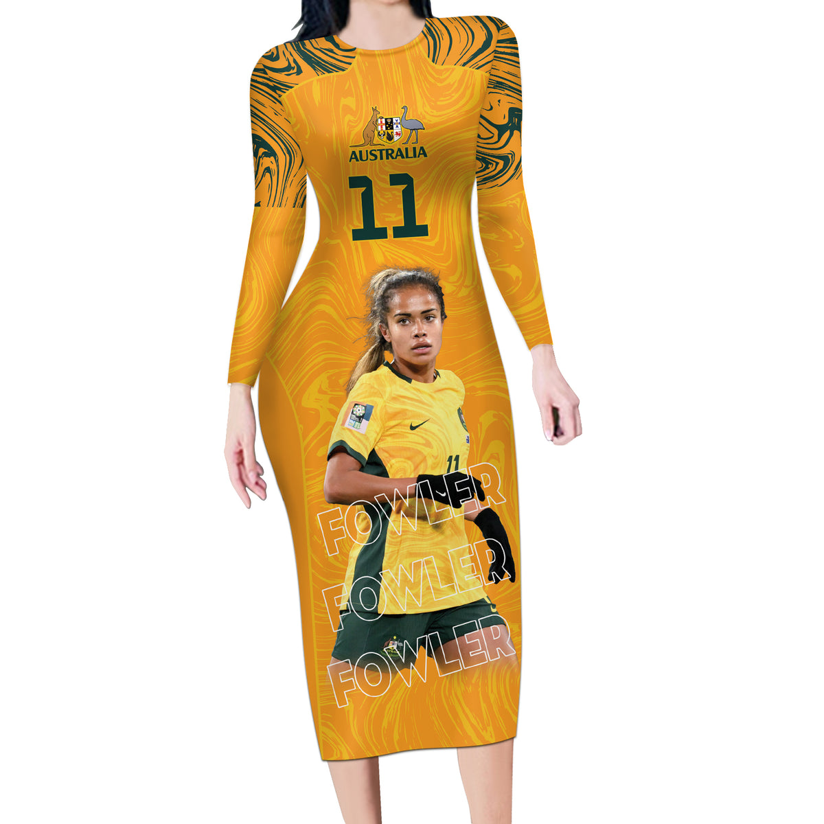 Mary Fowler Australian Matildas Long Sleeve Bodycon Dress