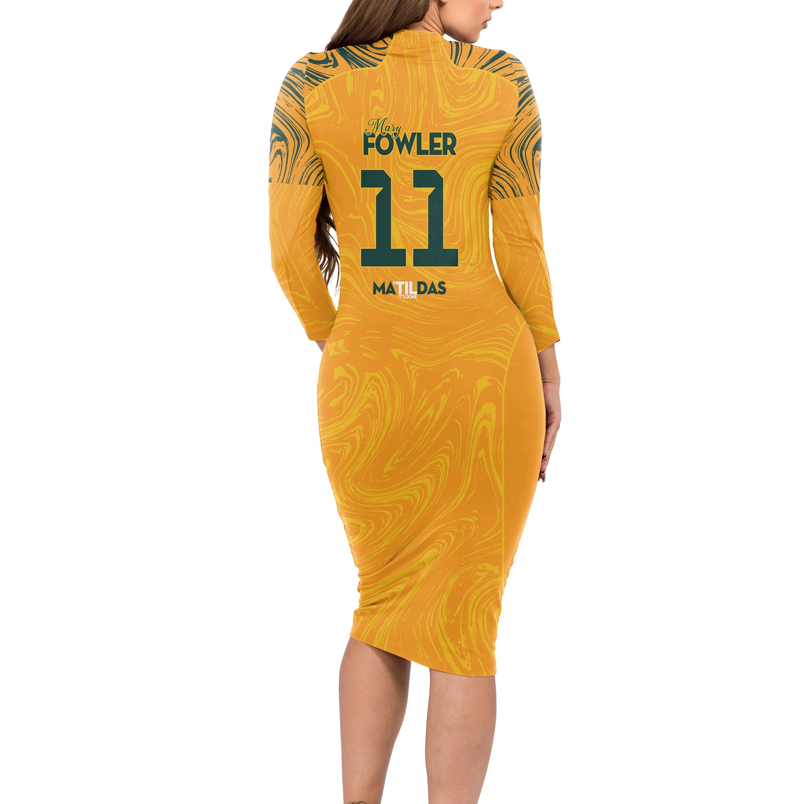 Mary Fowler Australian Matildas Long Sleeve Bodycon Dress