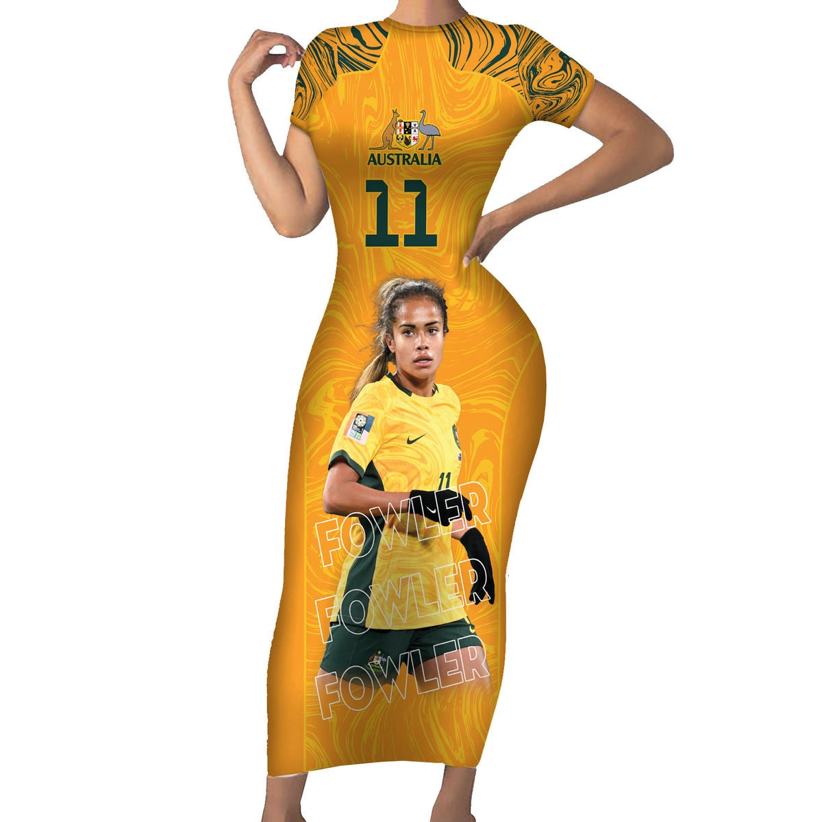 Mary Fowler Australian Matildas Short Sleeve Bodycon Dress