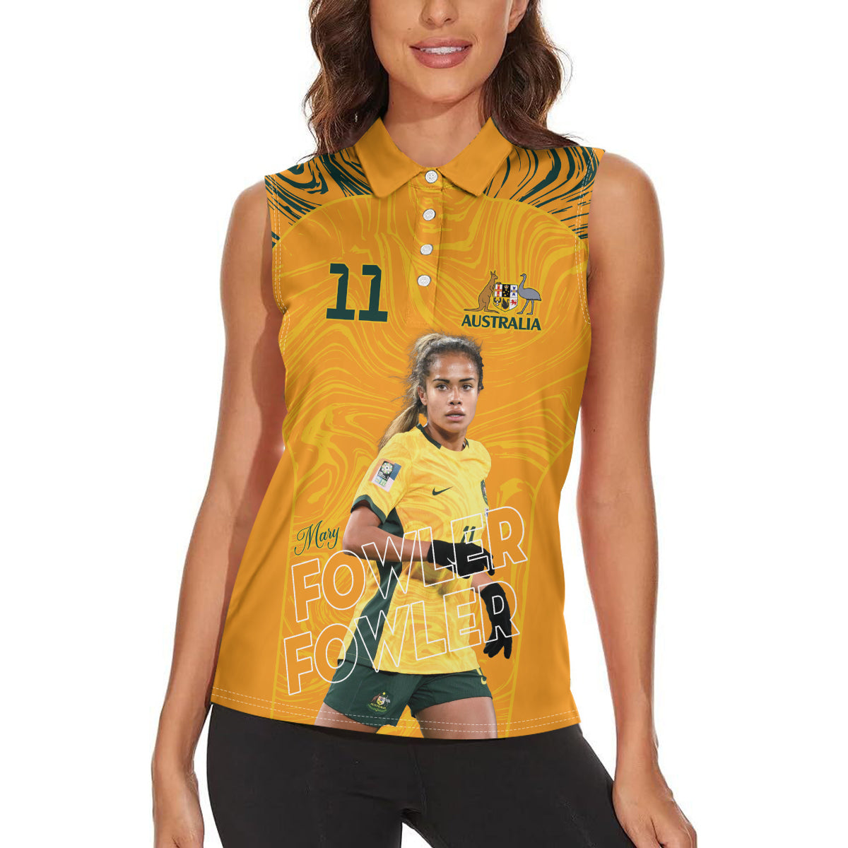 Mary Fowler Australian Matildas Women Sleeveless Polo Shirt