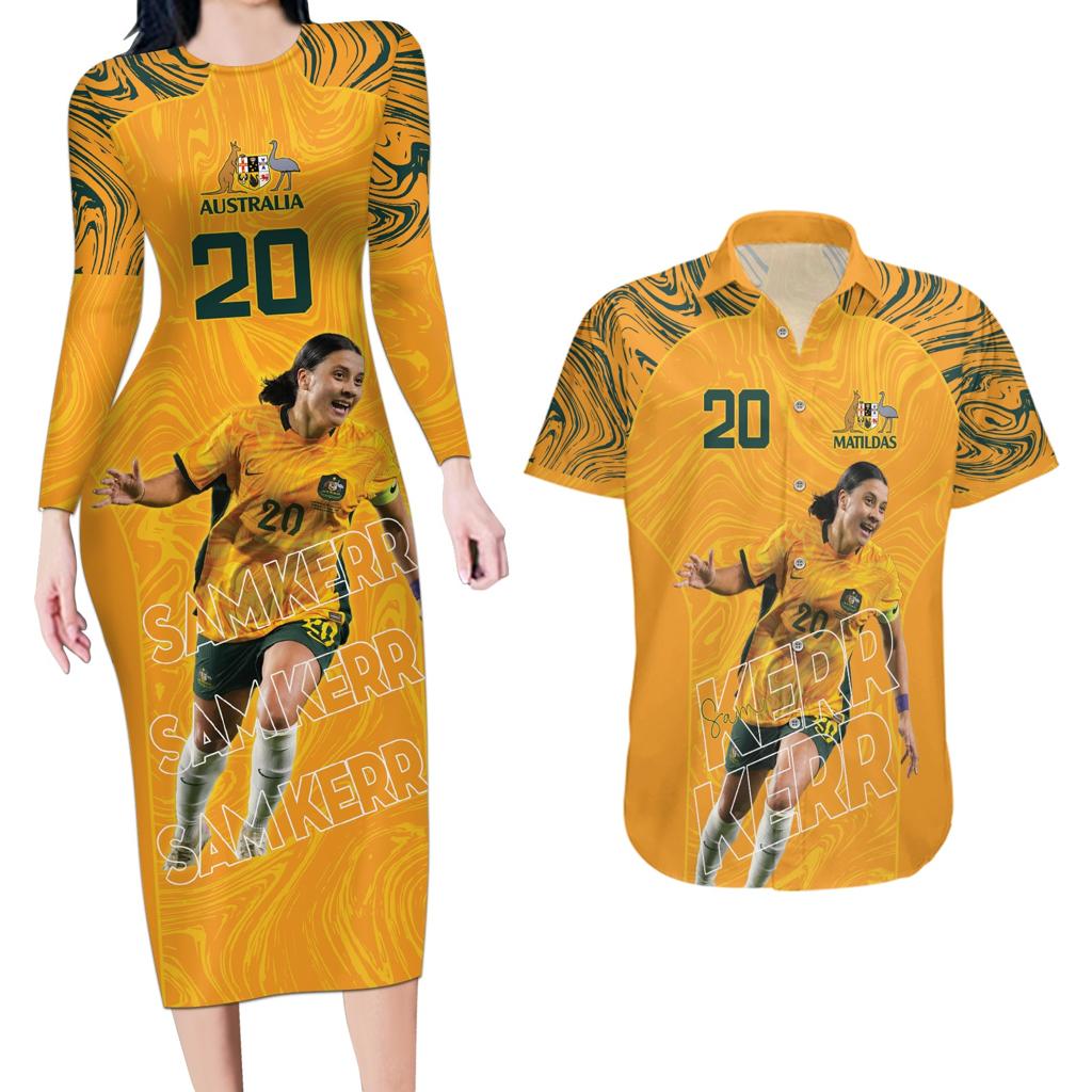 Sam Kerr Australia Matildas Couples Matching Long Sleeve Bodycon Dress and Hawaiian Shirt
