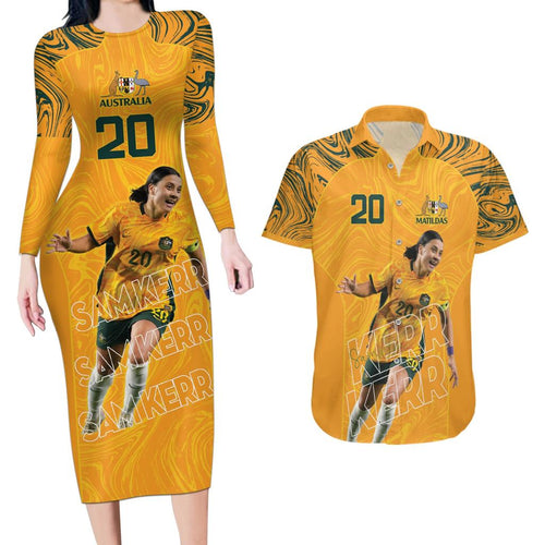 Sam Kerr Australia Matildas Couples Matching Long Sleeve Bodycon Dress and Hawaiian Shirt