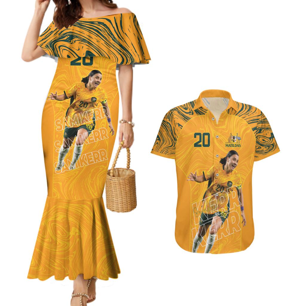 Sam Kerr Australia Matildas Couples Matching Mermaid Dress and Hawaiian Shirt