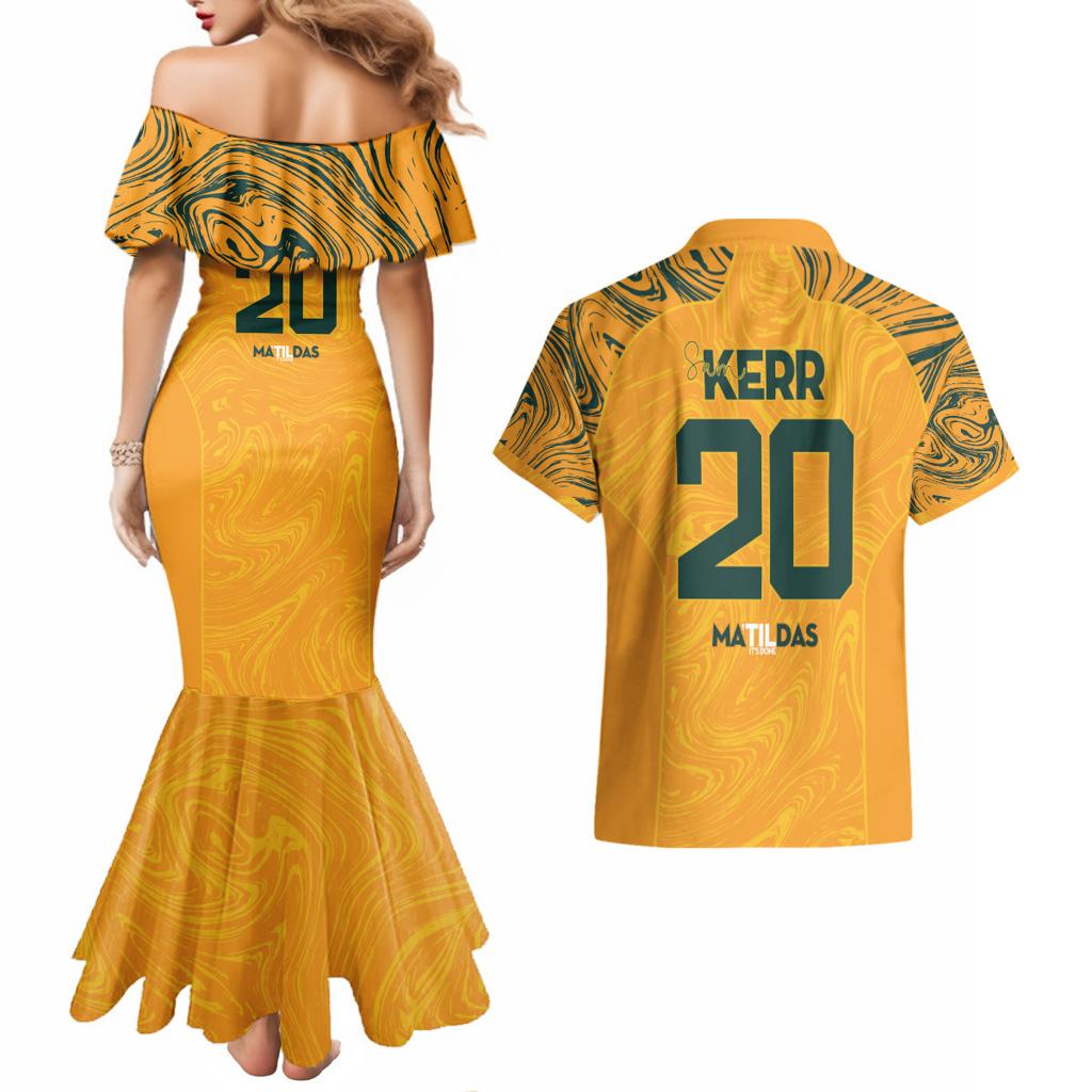 Sam Kerr Australia Matildas Couples Matching Mermaid Dress and Hawaiian Shirt