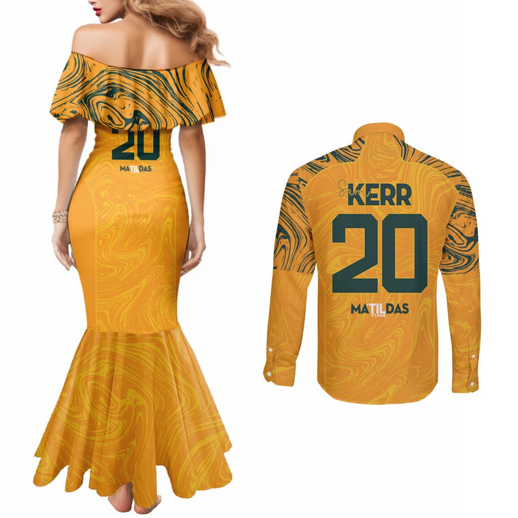 Sam Kerr Australia Matildas Couples Matching Mermaid Dress and Long Sleeve Button Shirt