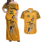 Sam Kerr Australia Matildas Couples Matching Off Shoulder Maxi Dress and Hawaiian Shirt