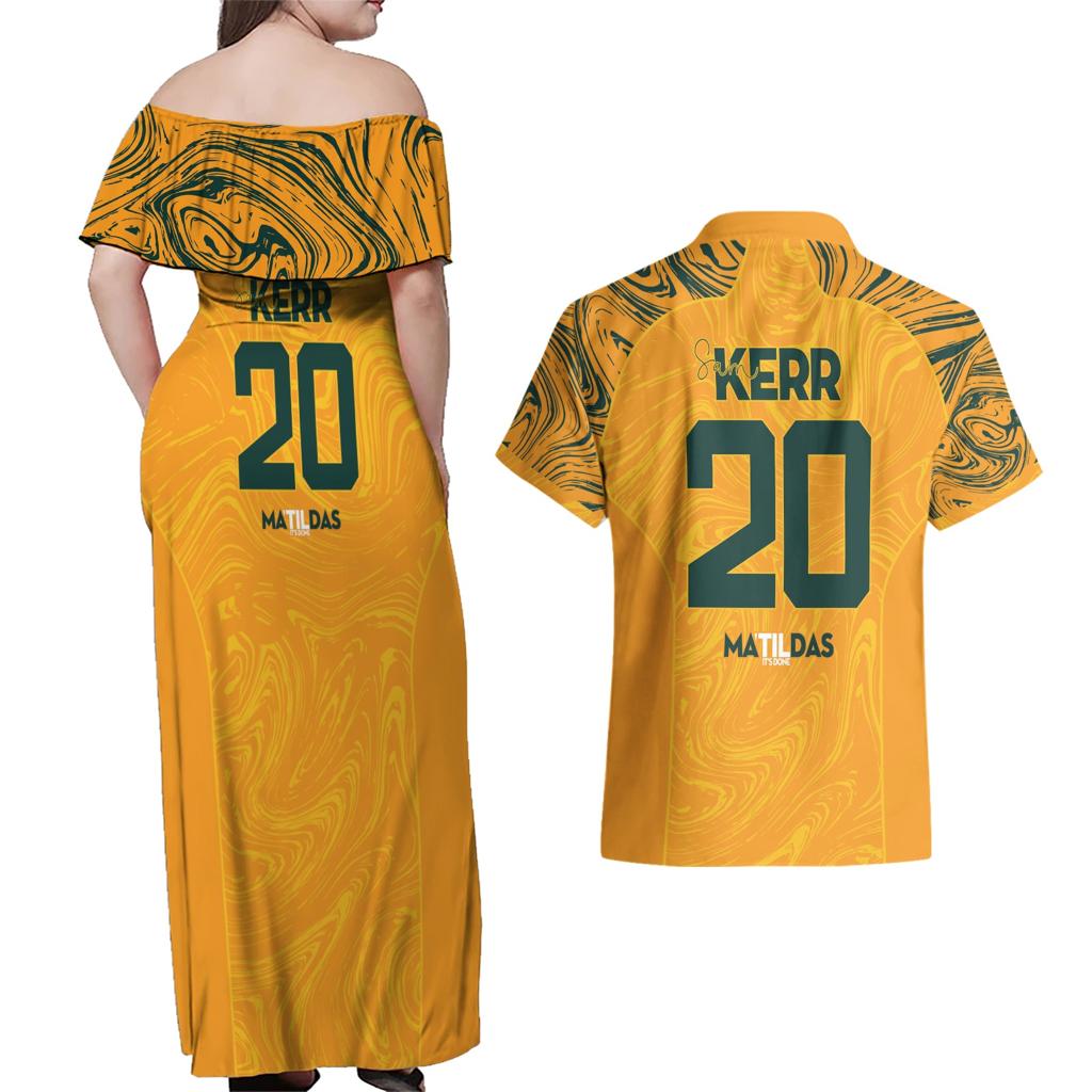 Sam Kerr Australia Matildas Couples Matching Off Shoulder Maxi Dress and Hawaiian Shirt