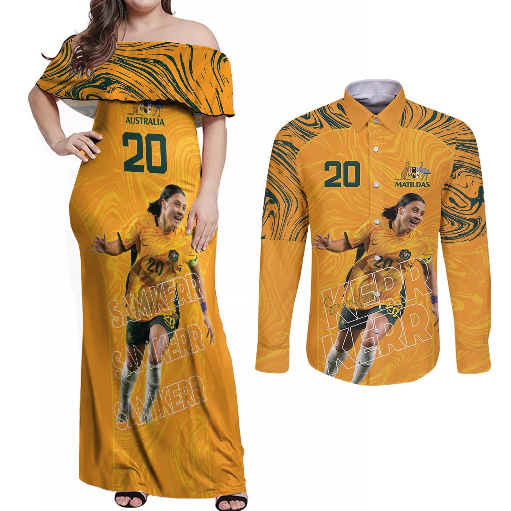 Sam Kerr Australia Matildas Couples Matching Off Shoulder Maxi Dress and Long Sleeve Button Shirt