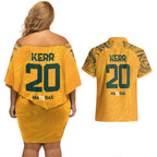Sam Kerr Australia Matildas Couples Matching Off Shoulder Short Dress and Hawaiian Shirt